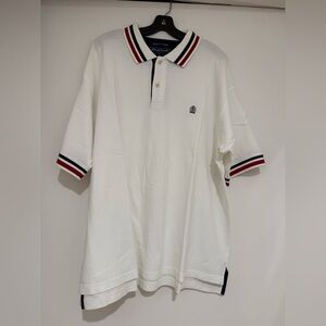 Siegfried Men’s White Polo Shirt with Red and Blue Accents